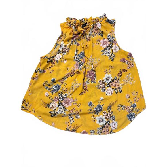 Torrid Yellow Floral Ruffle Neck Sleeveless Blouse 2X - Picture 2 of 4